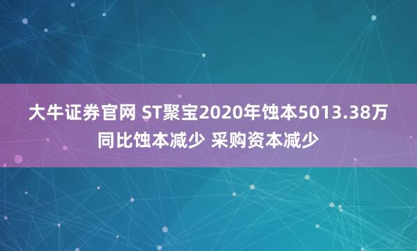 大牛证券官网 ST聚宝2020年蚀本5013.38万同比蚀本减少 采购资本减少
