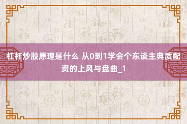 杠杆炒股原理是什么 从0到1学会个东谈主典质配资的上风与盘曲_1